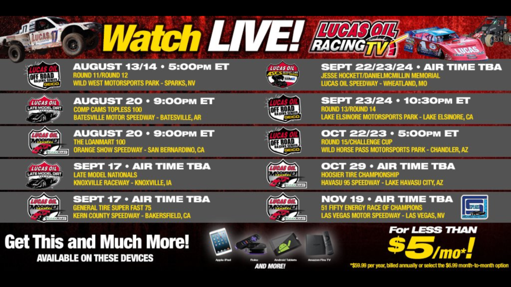 Lucas Oil Racing TV - 2016 Schedule