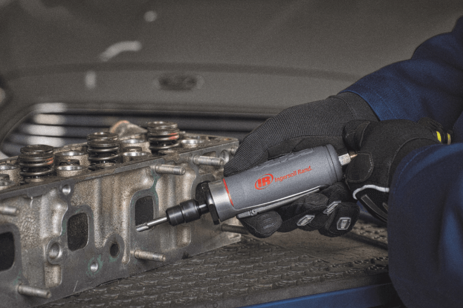 Auto mechanic use Ingersoll Rand die grinder for port and polish