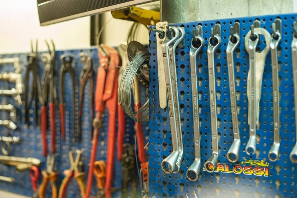 Tools on pegboard