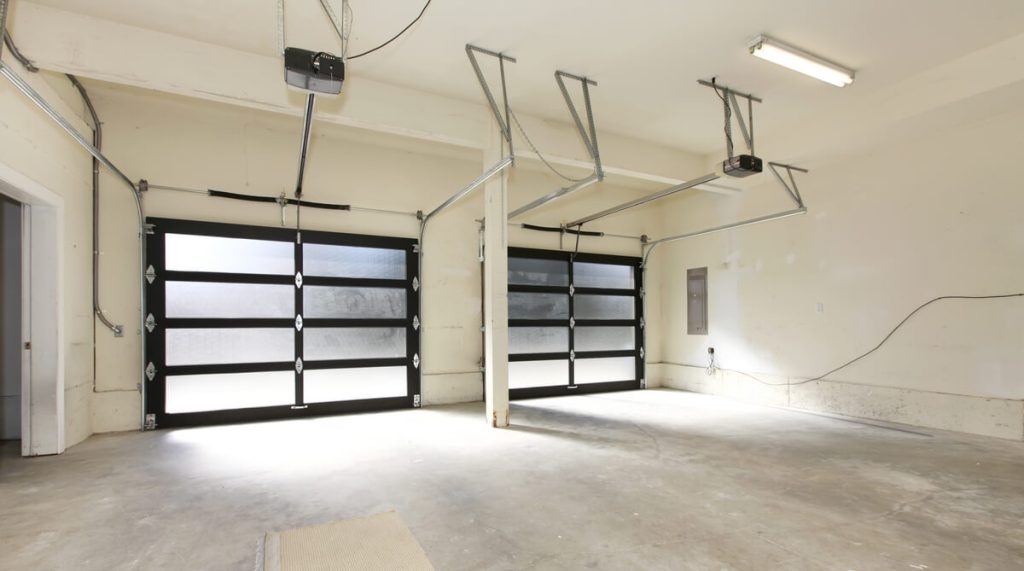 Garage with glass doors