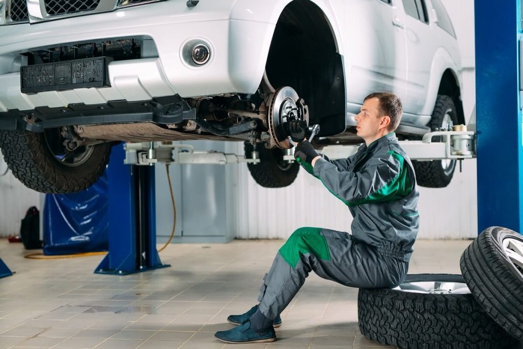 Mechanic working seated